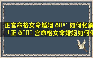 正宫命格女命婚姻 🪴 如何化解「正 🐘 宫命格女命婚姻如何化解婚外情」